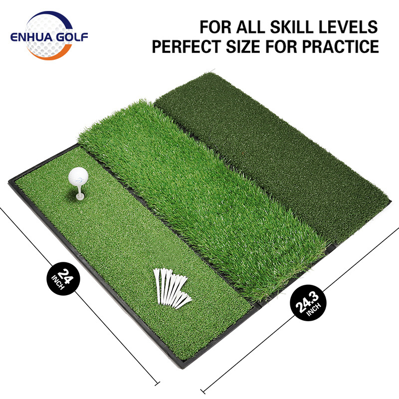 Promotion 100% Rubber base Artificial Grass 3 in 1 Golf Hitting Mat  In Stock For Indoor Outdoor Training Swing Mat