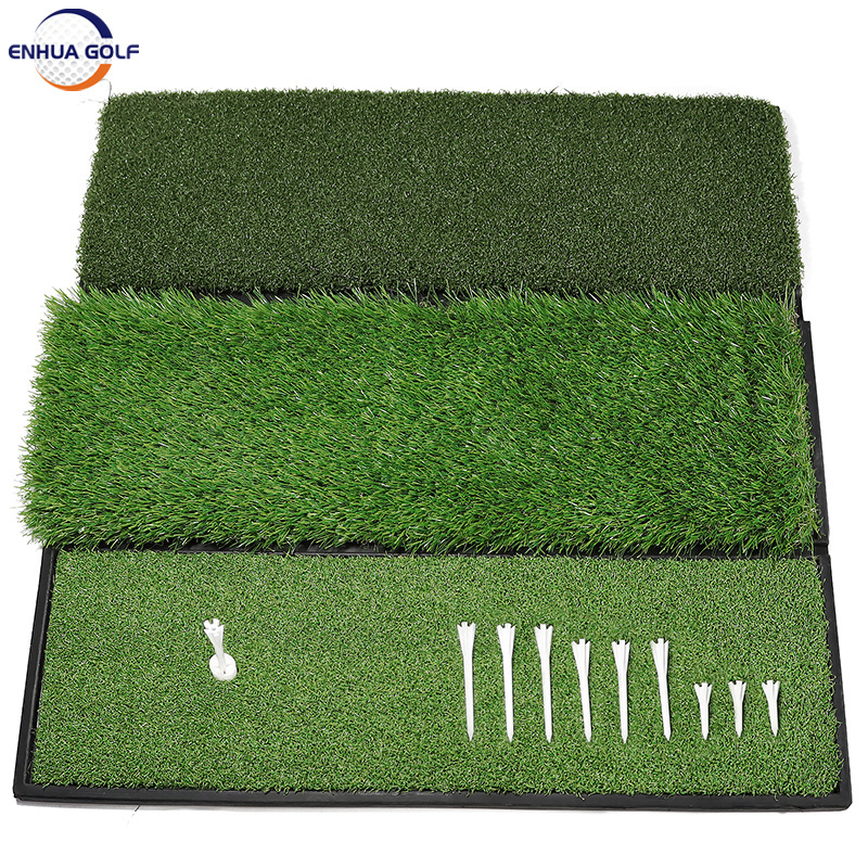 Promotion 100% Rubber base Artificial Grass 3 in 1 Golf Hitting Mat  In Stock For Indoor Outdoor Training Swing Mat