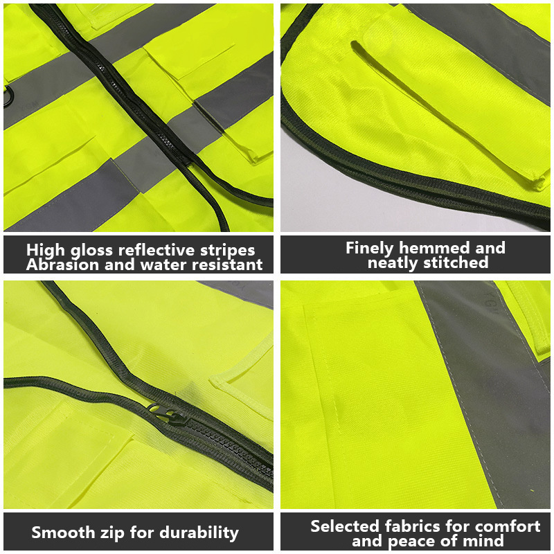 Reflective Safety Vest for Women Men High Visibility Security with Pockets Zipper Front Meets ANSI/ISEA Standards