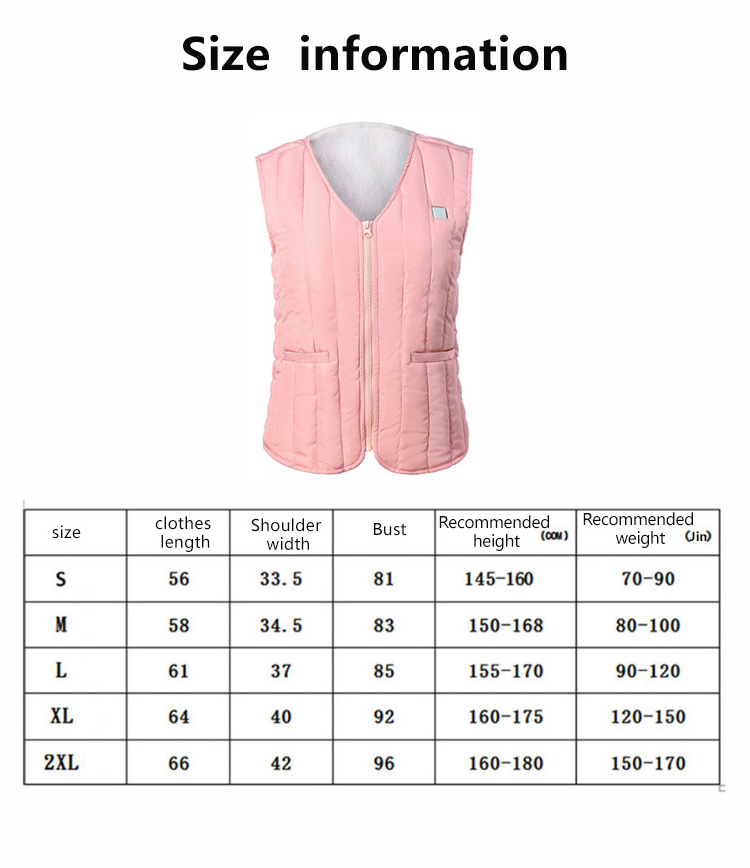 High Quality Down Vest USB  Rechargeable Battery  Heating Vest Keep Warming Heated Vest For Women