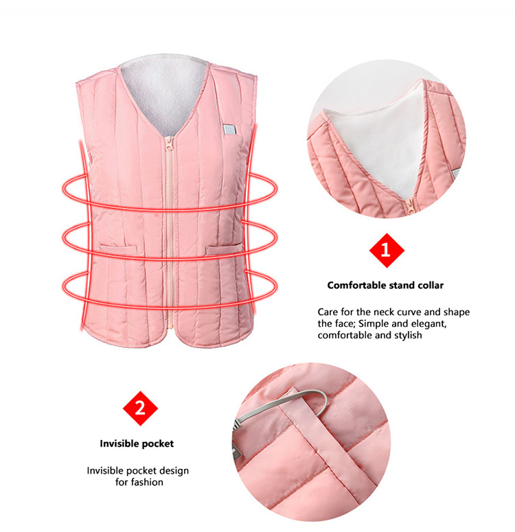 High Quality Down Vest USB  Rechargeable Battery  Heating Vest Keep Warming Heated Vest For Women