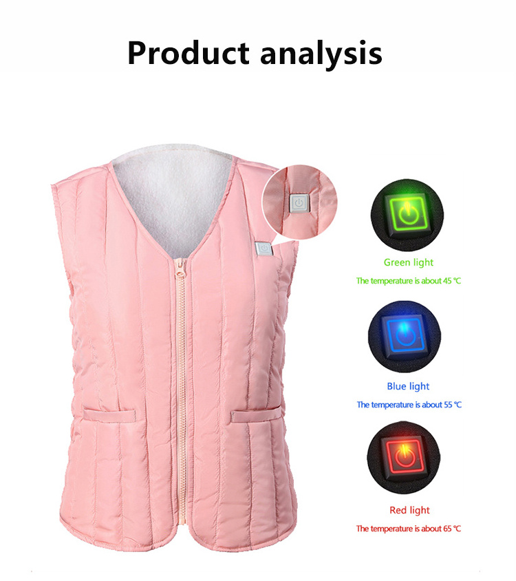 High Quality Down Vest USB  Rechargeable Battery  Heating Vest Keep Warming Heated Vest For Women