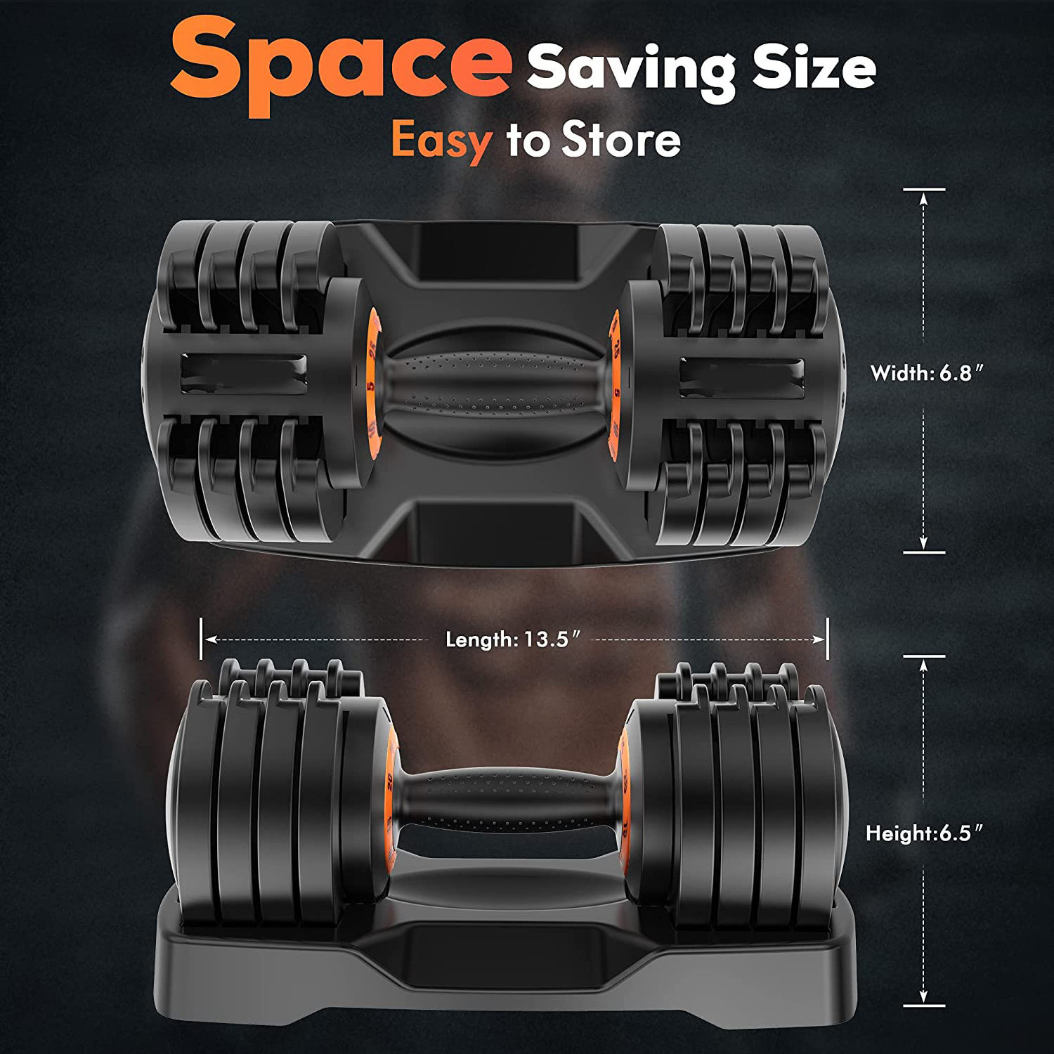 Adjustable Dumbbells, 25lb Dumbbells Adjustable Weight, 1-Sec Fast Adjust, 5 in 1 Free Weights with Anti-Slip Handle Home Gym