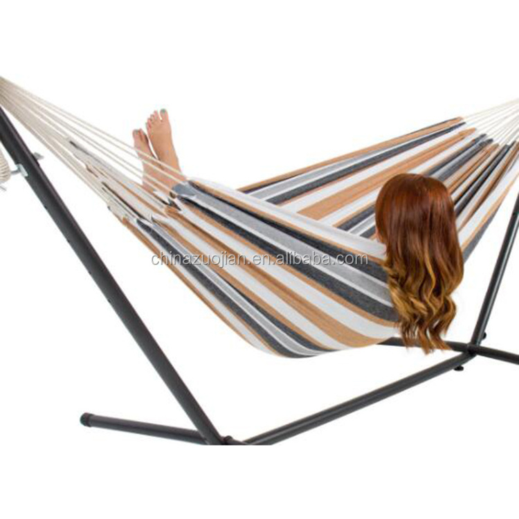 Desert Stripe Double Fabric Hammock with Stand