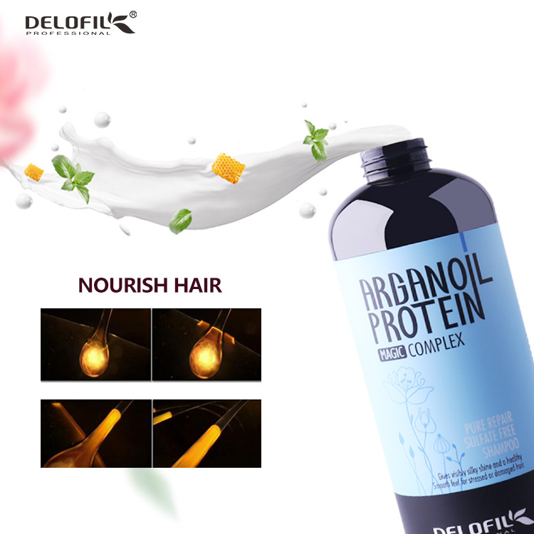 DELOFIL Keratin Hair Treatment Natural Organic Argan Oil Deep Repair Damaged Hair Protect Hair Color Shampoo and Conditioner Set