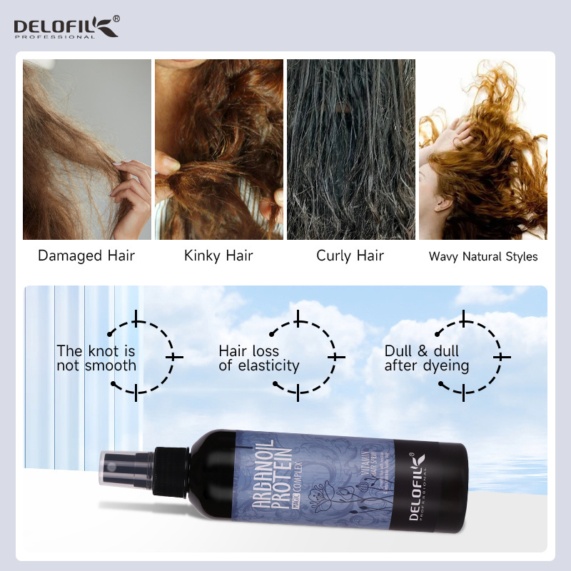 Delofil 260ml Custom Label Heat Protection Protein Hair Perfume Spray Fragrance Hair Damage Repair Fluffy Hair Dry Shampoo Spray