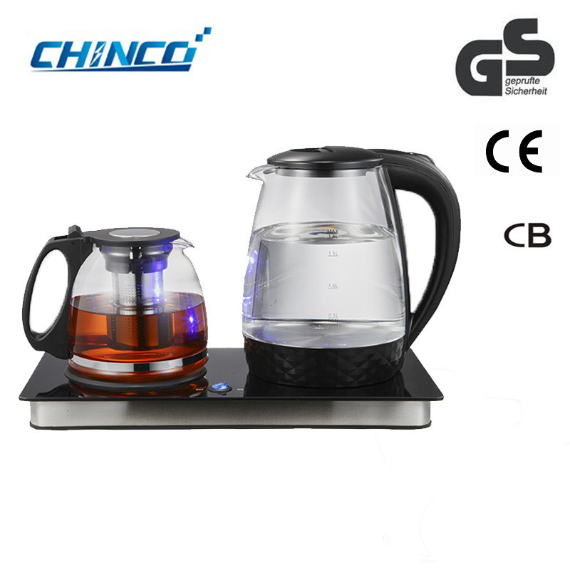 Hot Sell Electric Tea Maker Set Glass Tea Pots & Kettles Ce Rohs Certified 1.7l Coffee And Tea Tray Set