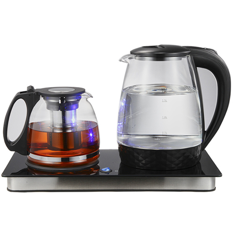 Hot Sell Electric Tea Maker Set Glass Tea Pots & Kettles Ce Rohs Certified 1.7l Coffee And Tea Tray Set