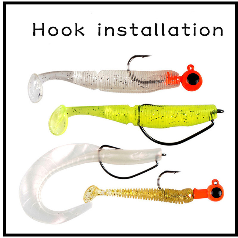 Double hidden hook fresh water snakehead bass swing soft bug microbe long lance pull baits