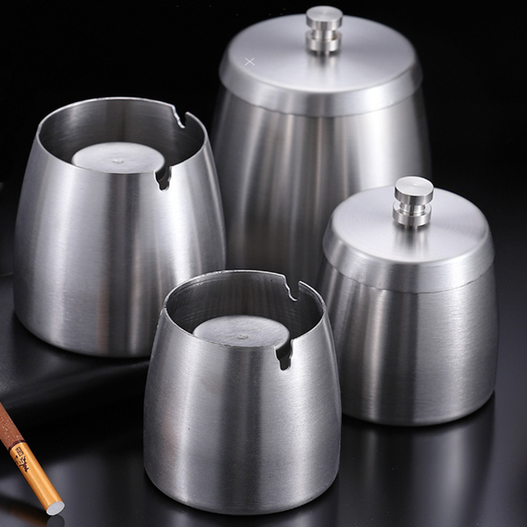 Hot Round Shape Ash Tray Stainless Steel High Temperature Resistant Ashtray Home Desktop Ash Holder Smoking Accessories