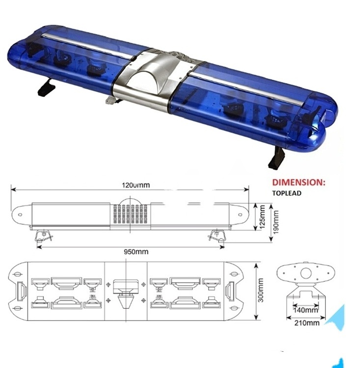 150 Watts Electronic Halogen / LED Revolving Roof Light Bar Emergency Warning Light Bar With Speaker and Siren for emergency us