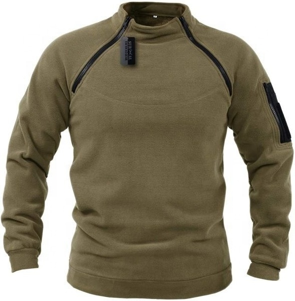 Outdoor warm breathable tactical stand collar fall winter solid color men's blank fleece top pullover velvet hoodie men