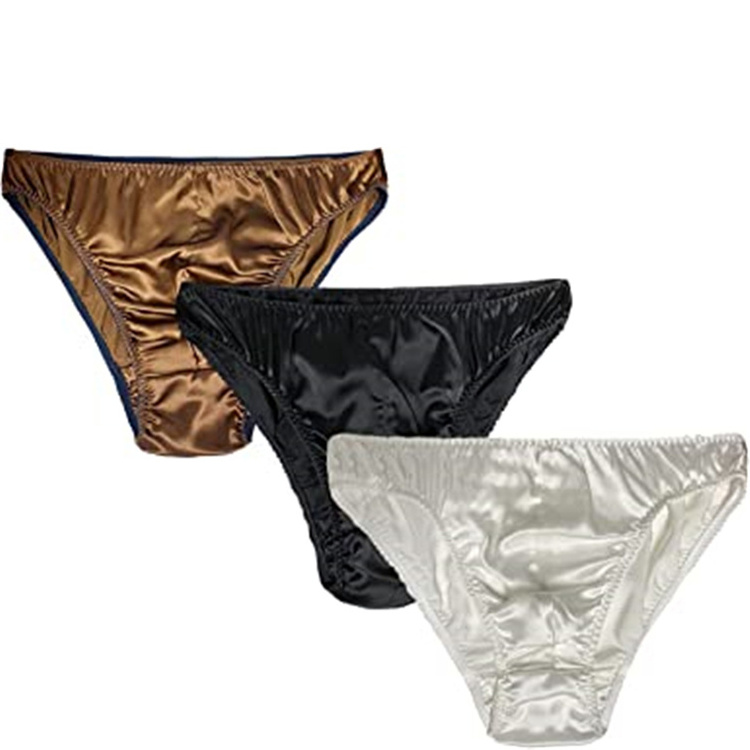 2022 Hot Men Comfortable Gay Sexy Low Rise Thong Panties Silk Satin G-String Panties Thong Sexy With Logo Underwear