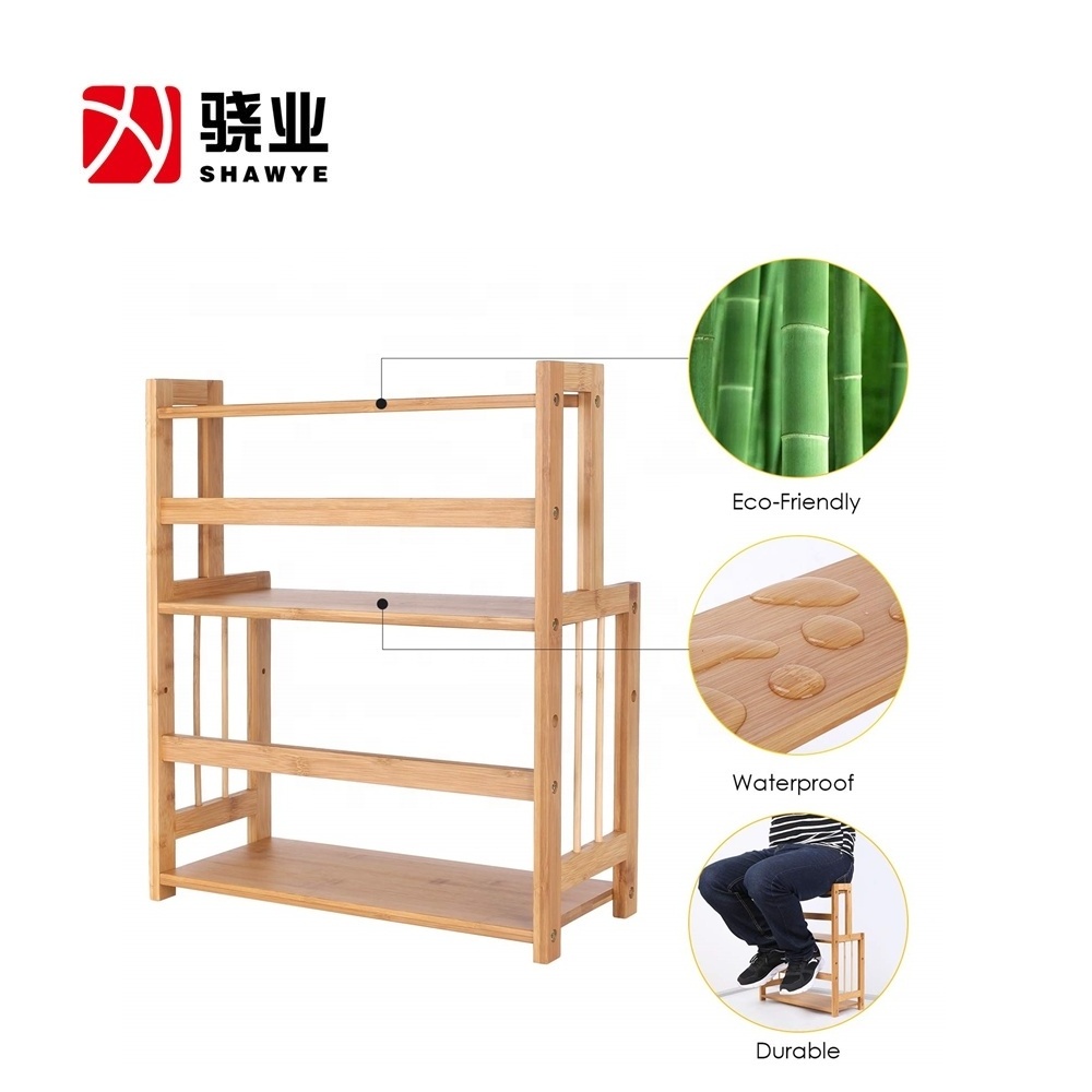 Spice Herb Rack, 3 Tier Bamboo Spice Holder Free Standing with Adjustable Height, Slim Shelf for Bamboo Kitchen Countertop Organ