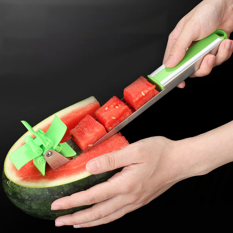 304 Stainless Steel Windmill Watermelon Cutter Manual Watermelon Cutting Tool Pulp Separator Kitchen Fruit Tool