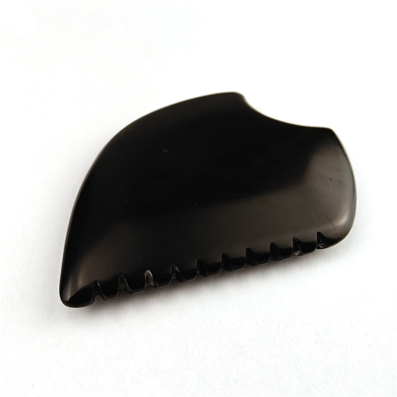 Black Bian Stone Facial Gua Sha Massage Tool Head Point Massager Facial Acupuncture Tool Gua Sha Bian Stone With Teeth