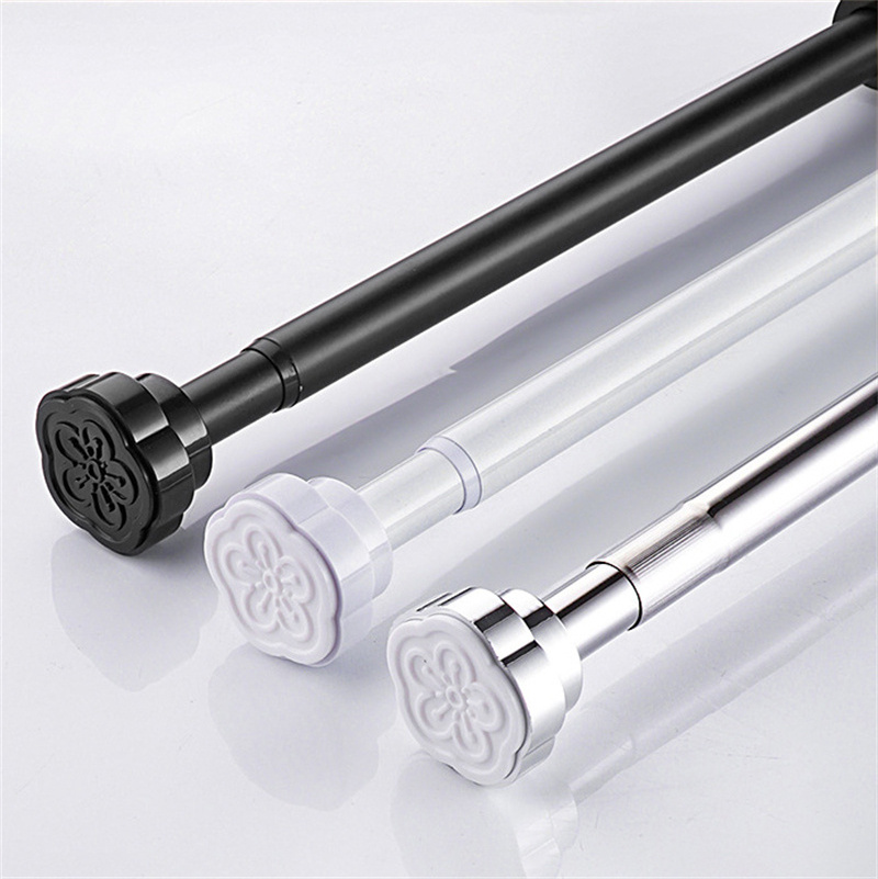 Retractable Non Perforated Curtain Rod Balcony Clothes Drying Pole Stainless Steel Shower Curtain Rod