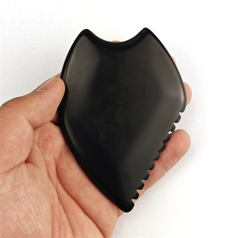 Black Bian Stone Facial Gua Sha Massage Tool Head Point Massager Facial Acupuncture Tool Gua Sha Bian Stone With Teeth