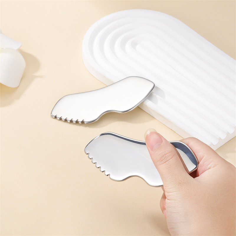 304 Stainless Steel Lip-shaped Gua Sha Massager  Healthcare Body Metal Scraping Board Stainless Steel Gua Sha Tool Custom Logo