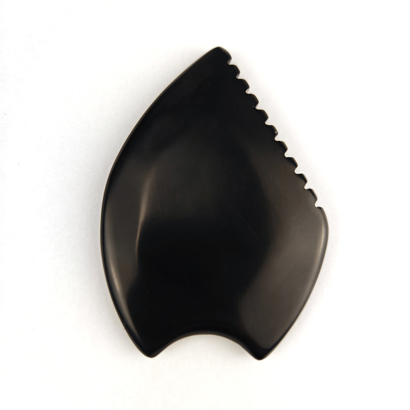 Black Bian Stone Facial Gua Sha Massage Tool Head Point Massager Facial Acupuncture Tool Gua Sha Bian Stone With Teeth