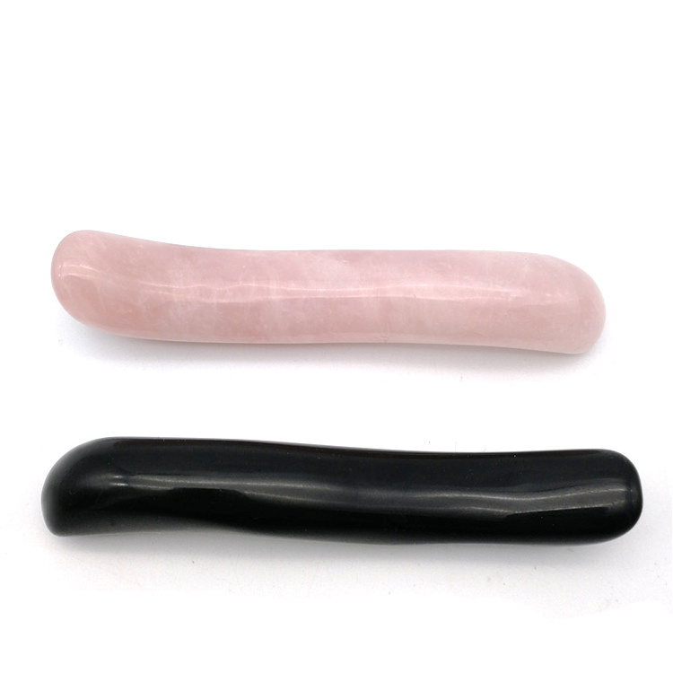 S Shape Rose Quartz Obsidian Massage Wand Yoni Wand  Massage Stone