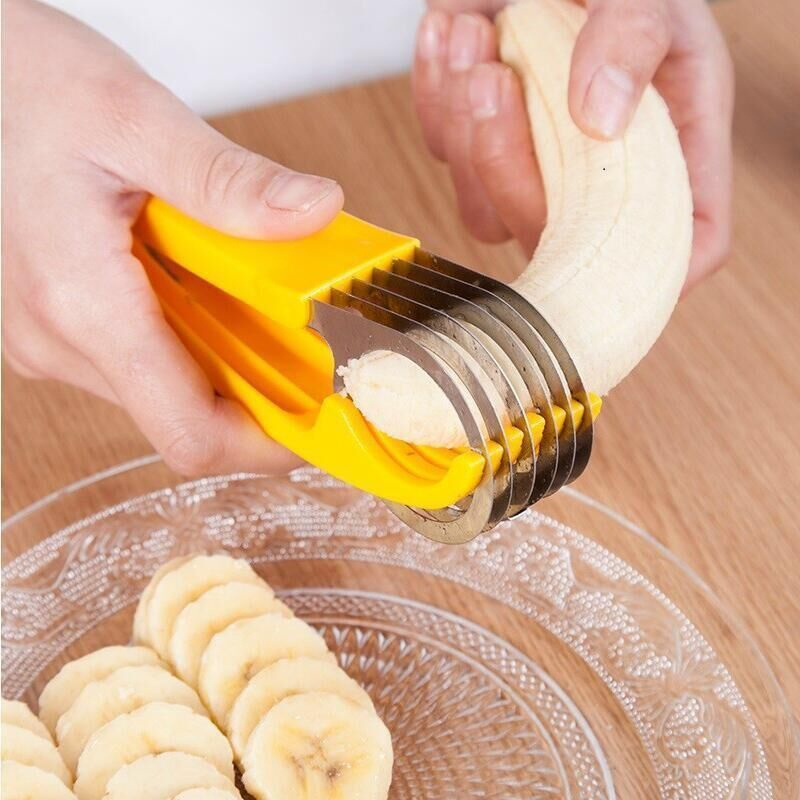 Stainless Steel Banana Cutting Tool Manual Pulp Separator Sausage Slicing Tool Kitchen Fruit Tool