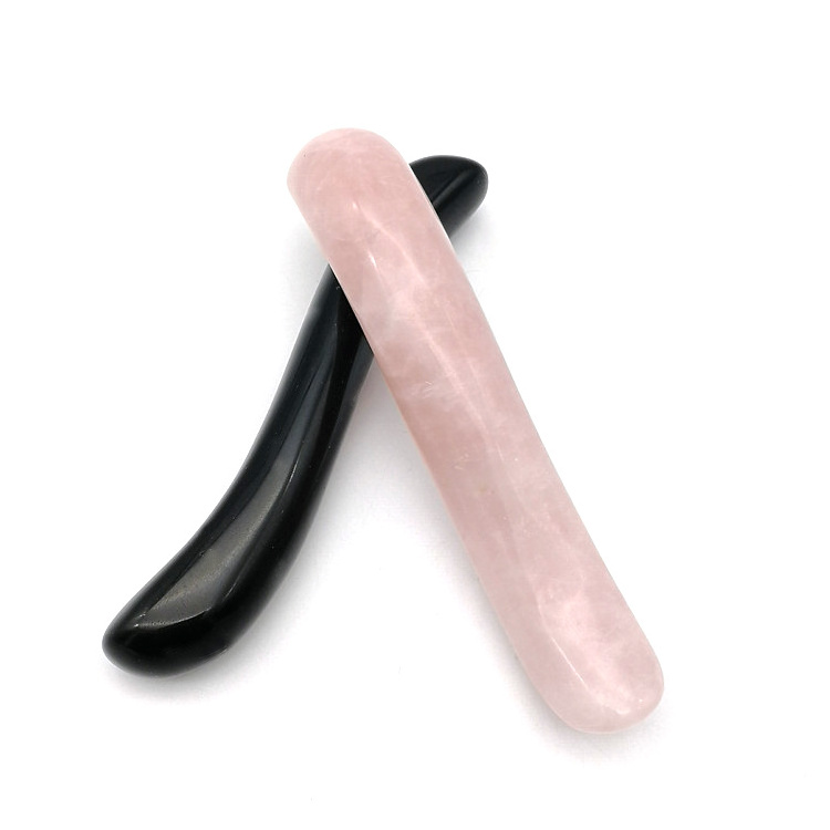 S Shape Rose Quartz Obsidian Massage Wand Yoni Wand  Massage Stone