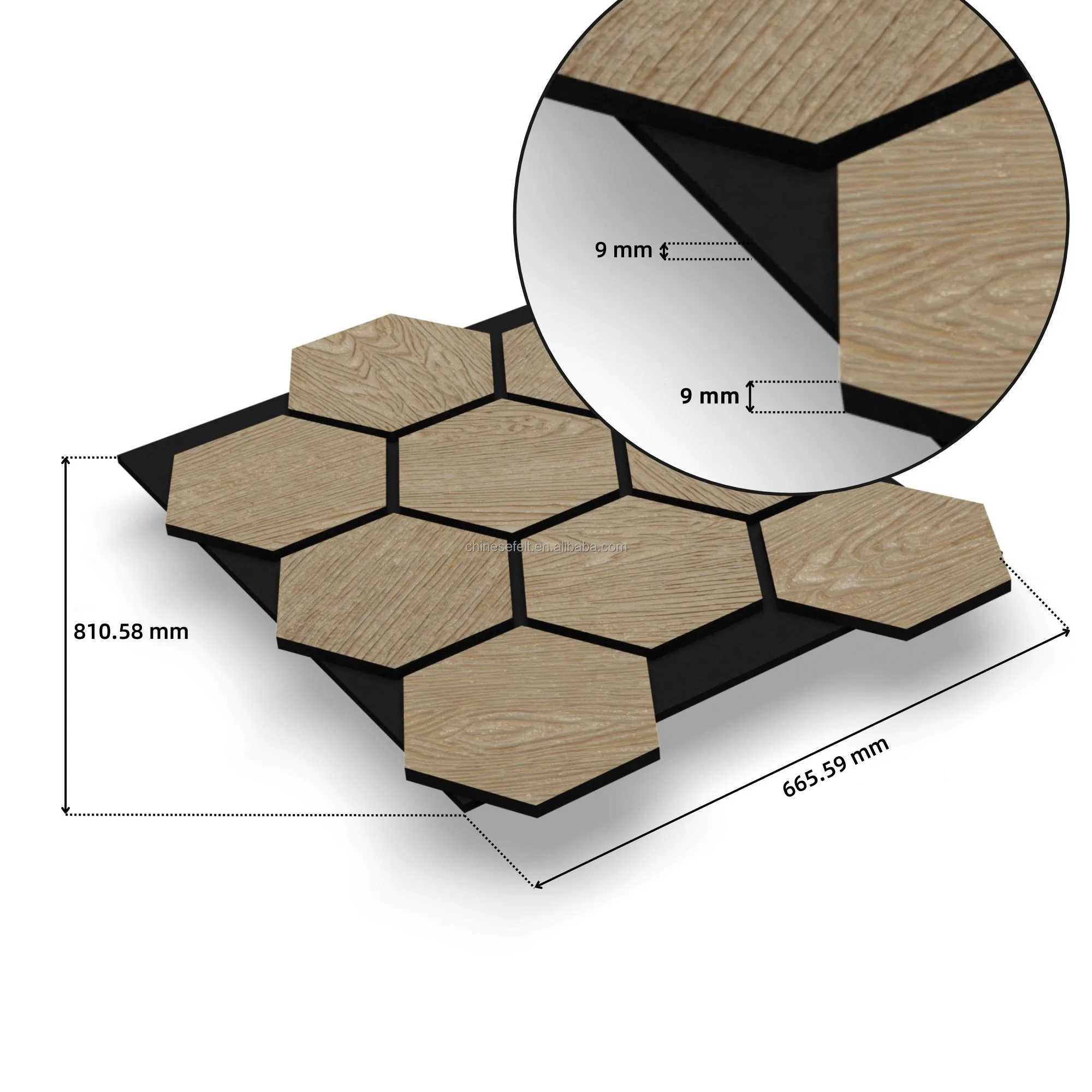 Decorative Honeycomb Wall Panel Hexagon Soundproof Acoustic Panels Bronze Hexagon Wooden Acoustic Panels with Black PET Felt