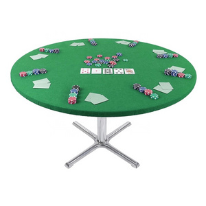 Elastic Band Design Round Green Noise Reduction and Anti-Slip Felt Game Table Cover for Playing Mahjong Poker Dominoes Puzzles