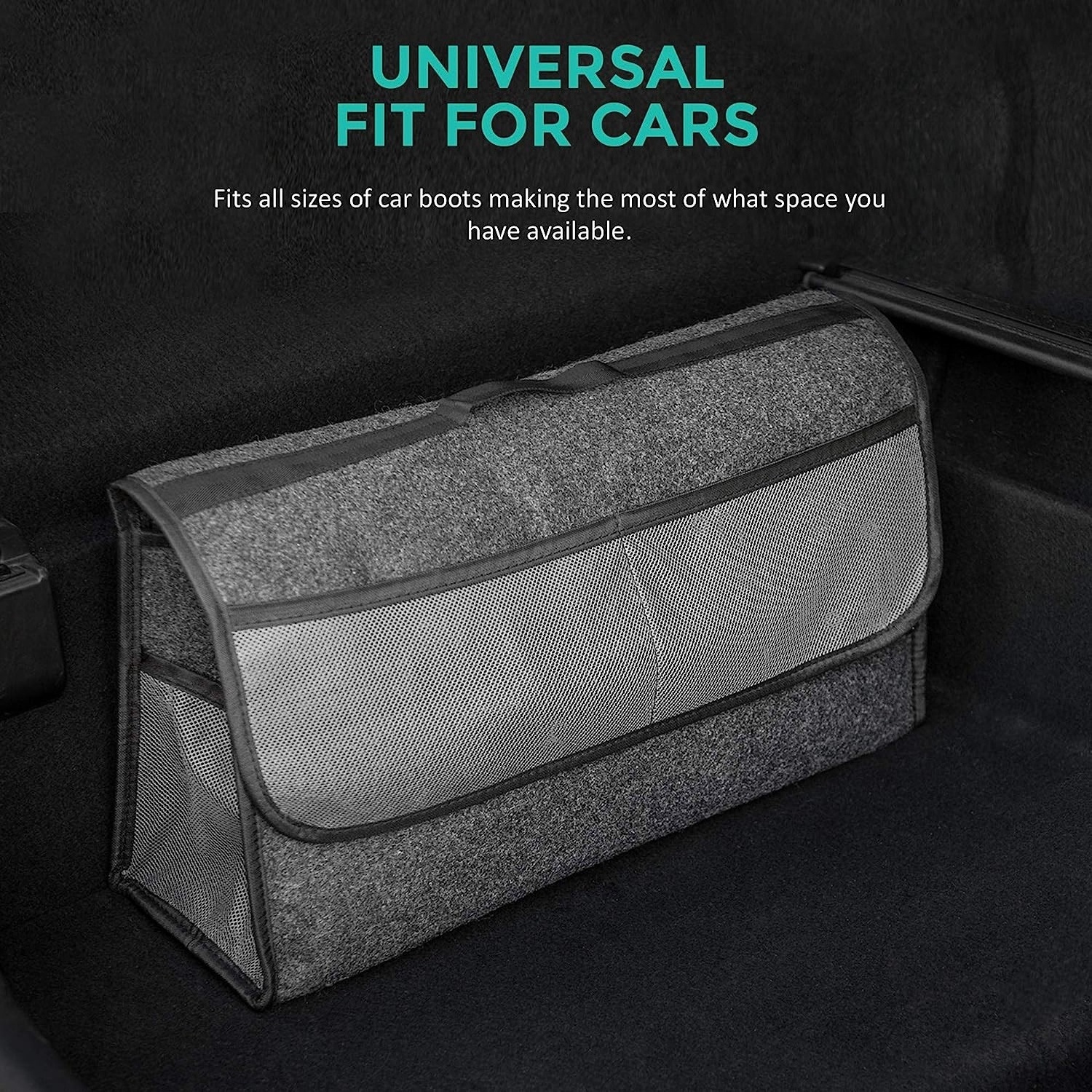 Portable Foldable Storage Box Felt Cloth Car Trunk Boot Organizer for Tools, Winter Accessories, Car Manuals and So On