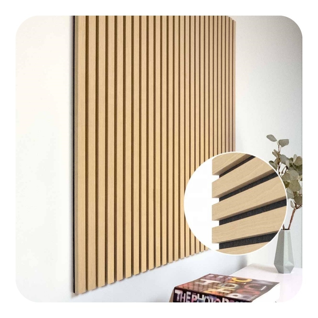 Interior Design Wall Panel 3D Natural Oak Sound Absorbing Akupanel Decorative Acoustic Wood Slat Panels for Wall and Ceiling