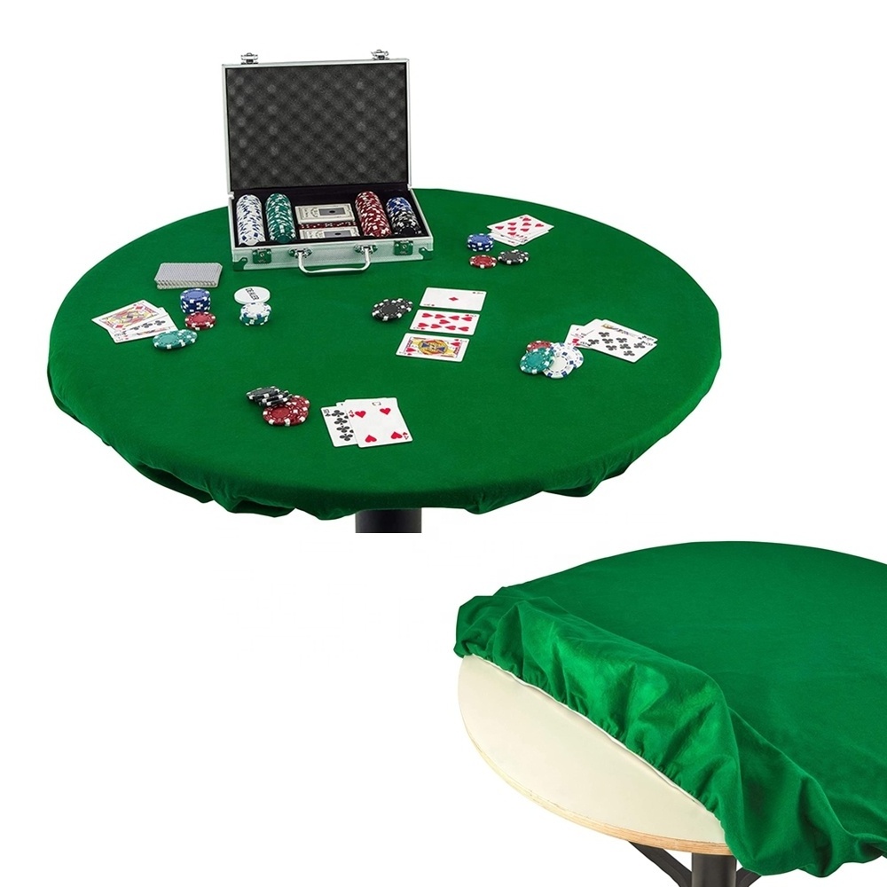 Elastic Edge Green Felt Tablecloth Poker Puzzles Board Games Table Cover for Fits Square 36 x 36 and Round Tables 36 to 48 inch