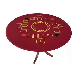 Championship Poker Felt Game Table Cover Stretches to fit up to 48 inch Casino Red