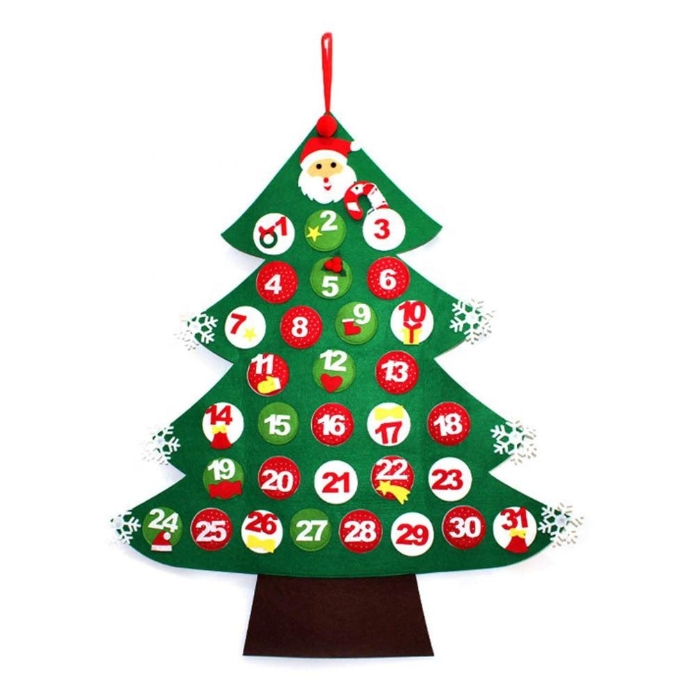 Wall Hanging Xmas Festival Decorations Cute Felt Christmas Tree Advent Calendar