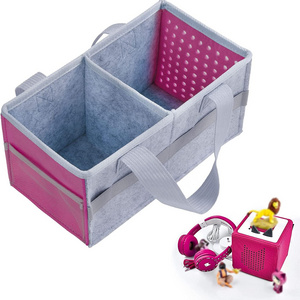 Rose Red Felt Toniebox Storage Organizer Bag with Handle for Toniebox Starter Set and Accessories