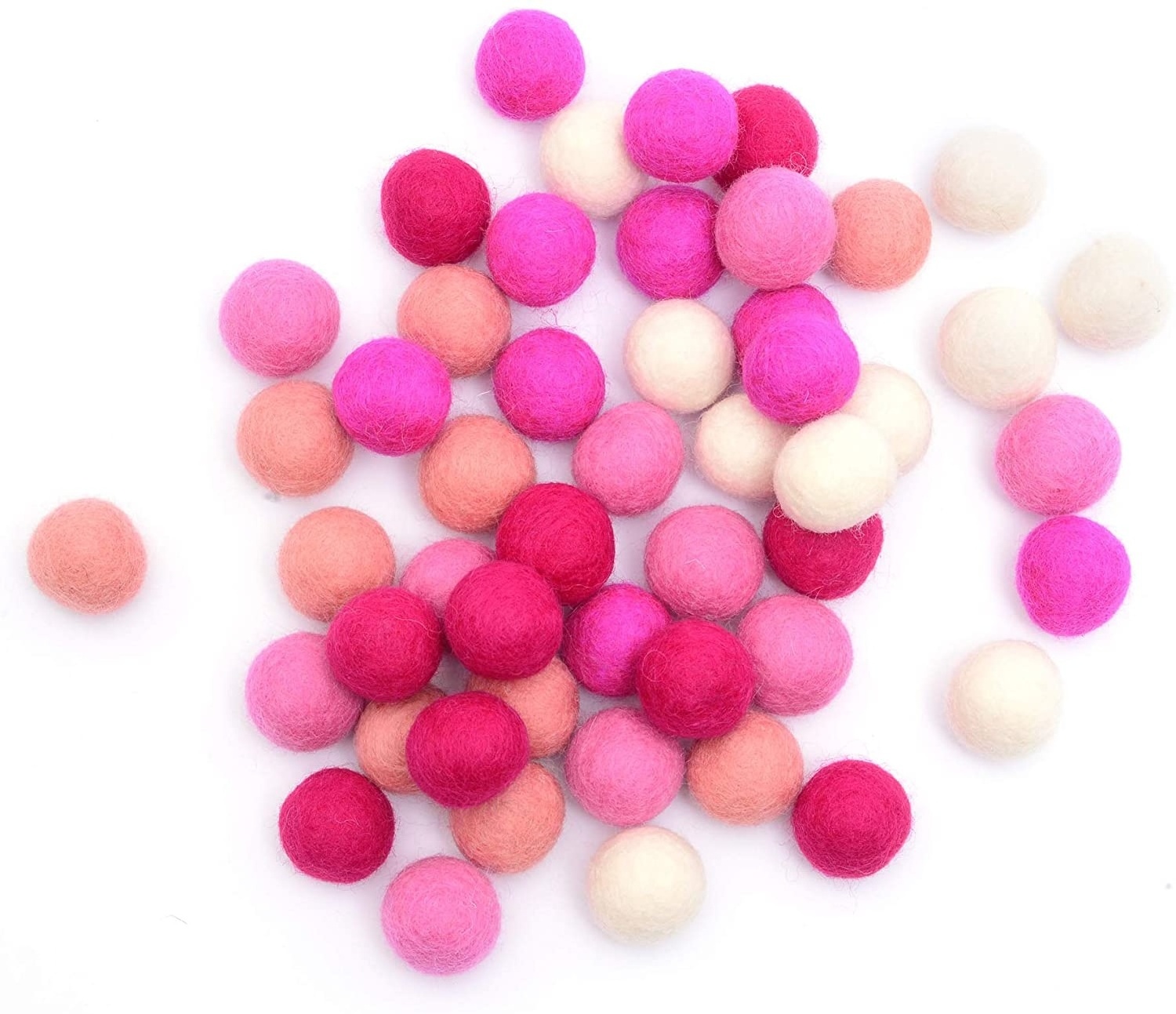 50 Pieces 5 Valentines Colors 2.5 cm Wool Felt Pom Poms Balls for Making Garlands