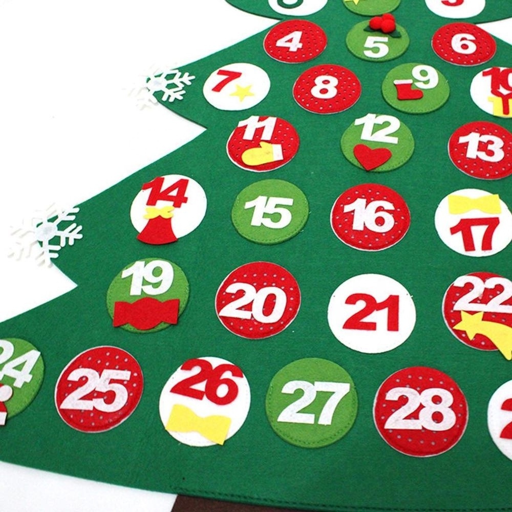 Wall Hanging Xmas Festival Decorations Cute Felt Christmas Tree Advent Calendar