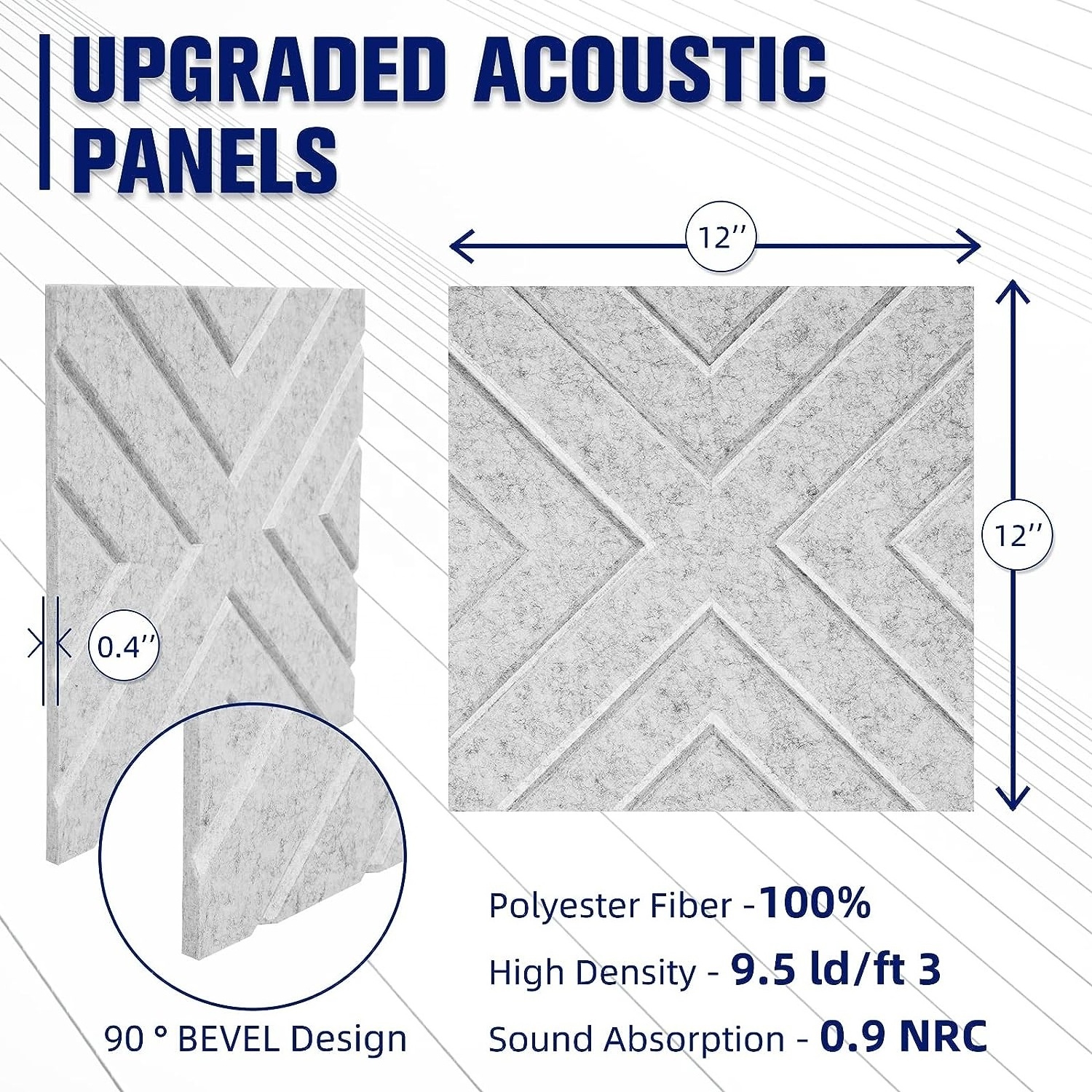 Cross Wire Square Self Adhesive Polyester Fiber Sound Absorbing Panel Cuttable DIY Acoustic Panel for Home Studio Wall Decor