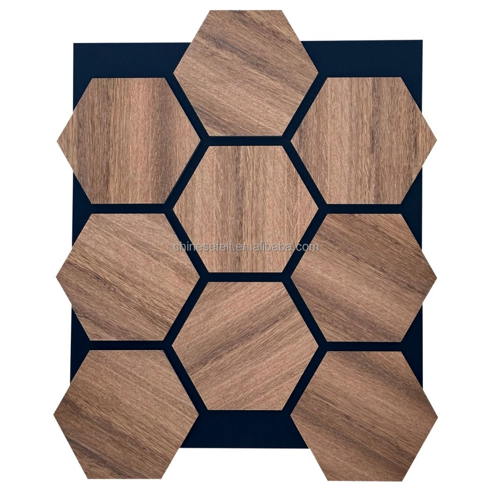 Decorative Honeycomb Wall Panel Hexagon Soundproof Acoustic Panels Bronze Hexagon Wooden Acoustic Panels with Black PET Felt