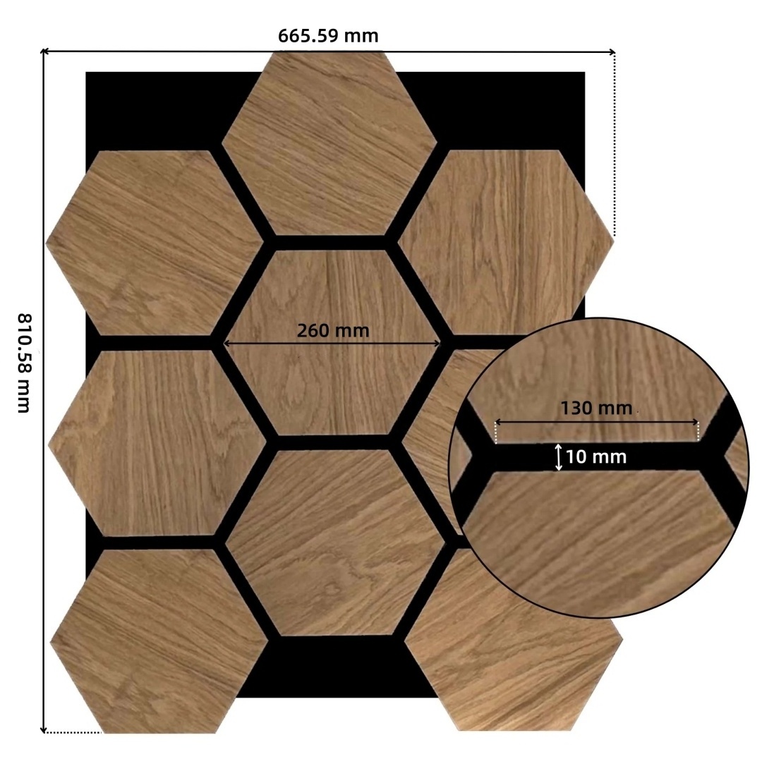 Light Oak Wood Sound Absorbing Panel Akupanel PET Light Oak Wooden Hexagon Slat Acoustic Panel for Home Hotel Coffee Shop Walls