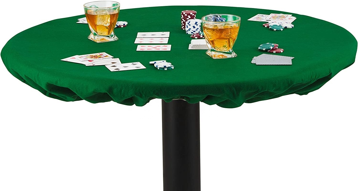 Elastic Edge Green Felt Tablecloth Poker Puzzles Board Games Table Cover for Fits Square 36 x 36 and Round Tables 36 to 48 inch