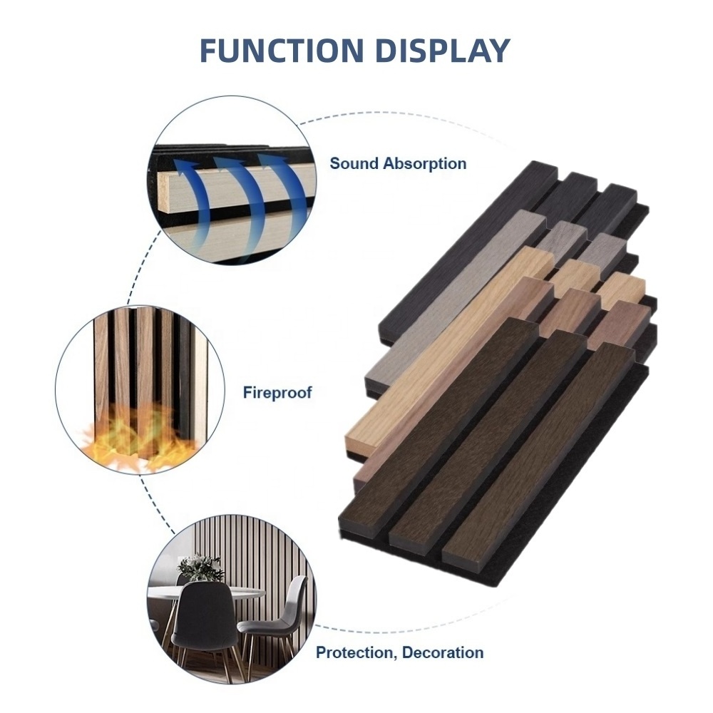 High Density Felt and White Oak Veneer Wood Slat Acoustic Panels Modern Sound Proof Wall Panels for Studio Cinema Hotel Office