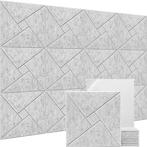 12 Pack 12" X 12" Square Light Grey Unique Design Sound Absorbing Self-Adhesive Felt Acoustic Panels For Walls Door Ceiling