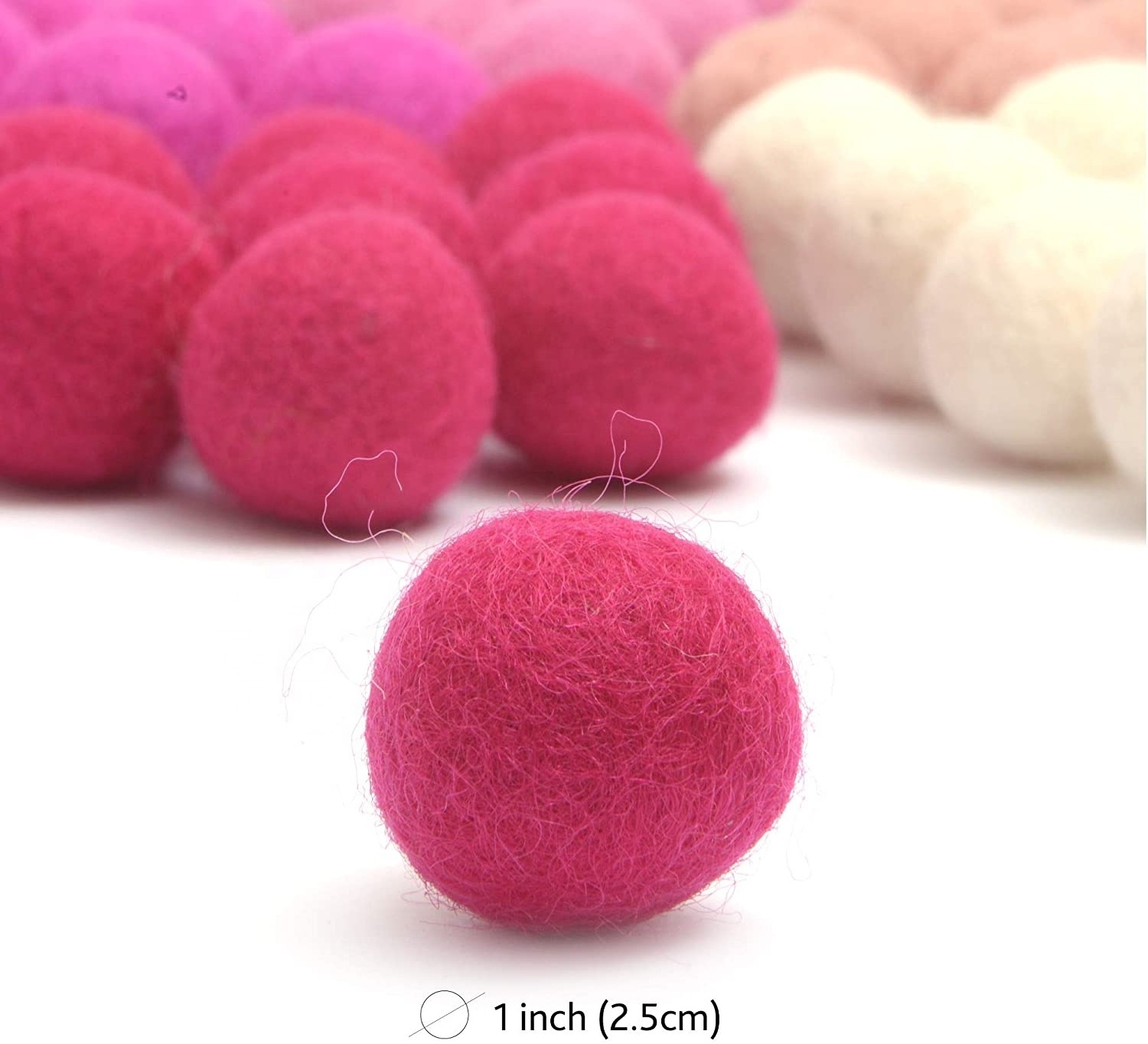 50 Pieces 5 Valentines Colors 2.5 cm Wool Felt Pom Poms Balls for Making Garlands