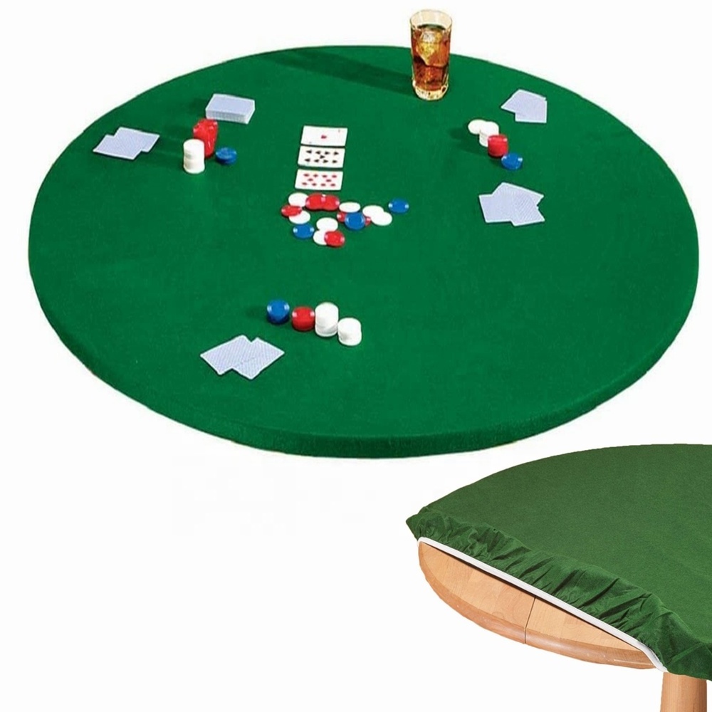 36 to 44 inches Round Elastic Edge Solid Green Felt Poker Game Table Cover