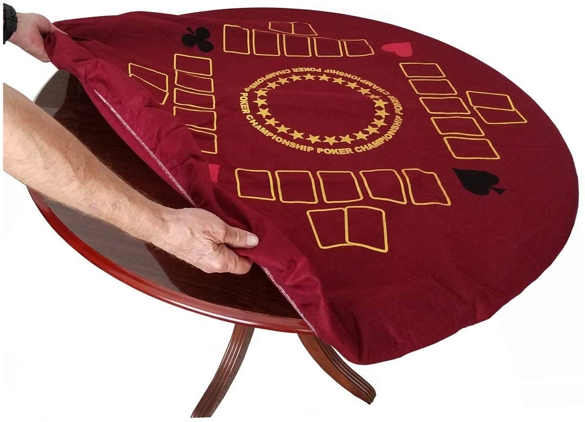 Championship Poker Felt Game Table Cover Stretches to fit up to 48 inch Casino Red