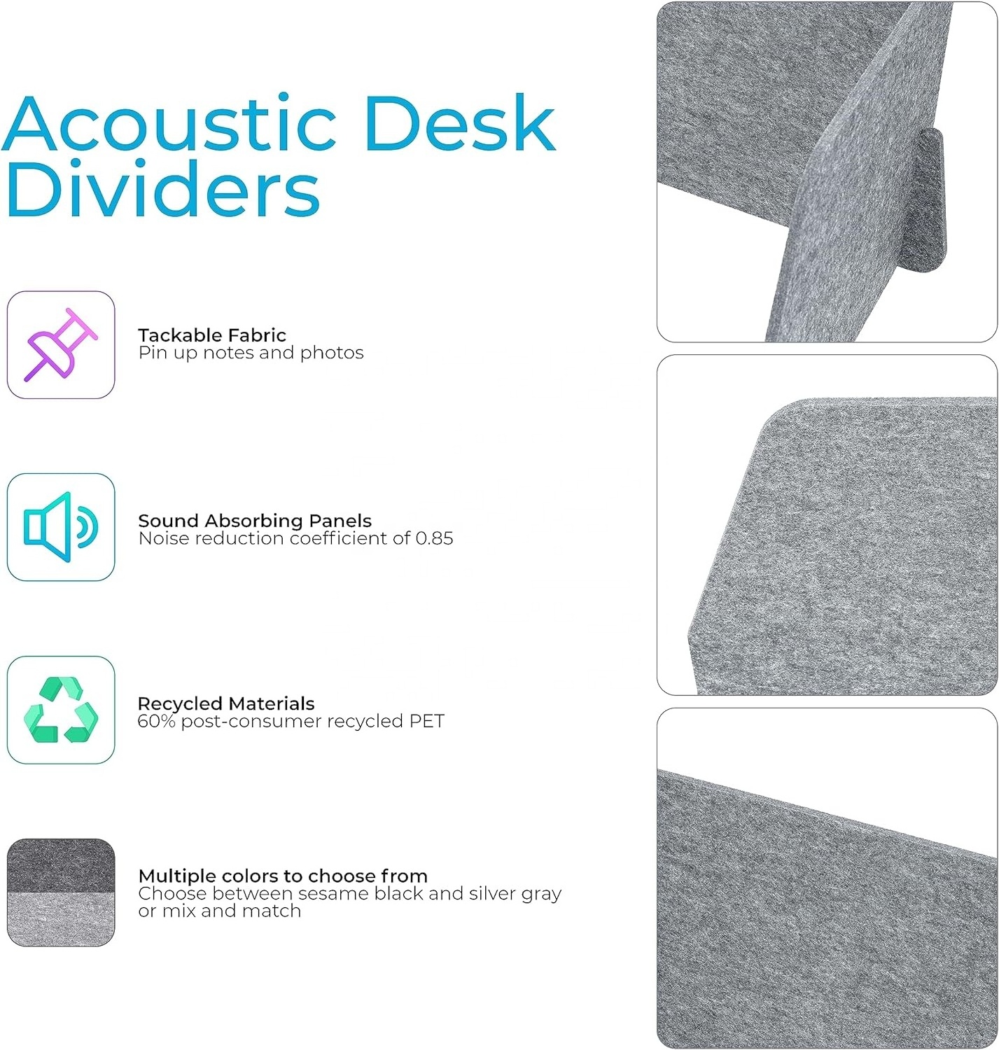 Home Office Classroom Desk Privacy Panel PET Felt Sound Absorbing Desk Divider for Reducing Noise and Visual Distractions