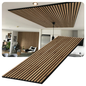 Akupanel Brown Rustic Oak Wood Slat Wall Panel Wooden Acoustic Panels Wood Slat Acoustic Panels for Wall and Ceiling Decoration