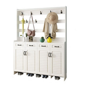 New design modern minimalist style living room entrance hall cabinet set with hanger wooden shoe rack