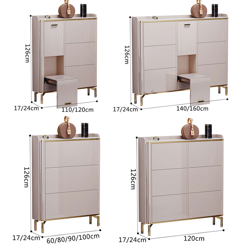 luxury thin custom tipping bucket gray shoes rack cabinet storage mdf with stool wooden modern furniture for entryways